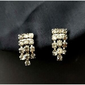 Vintage Rhinestone Earrings,  Mid Century Dressy Jewelry